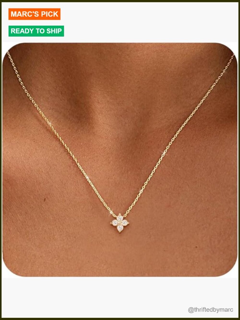 14K Gold Plated Cubic Zirconia Pendant Necklace Dainty Trendy Jewelry
